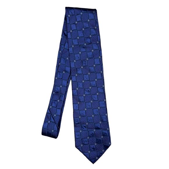 Tino Cojura | Blue Textured Geometric Silk Neck Tie - Picture 1 of 6